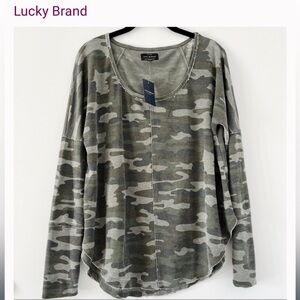 Lucky Brand Long Sleeve Camo Top